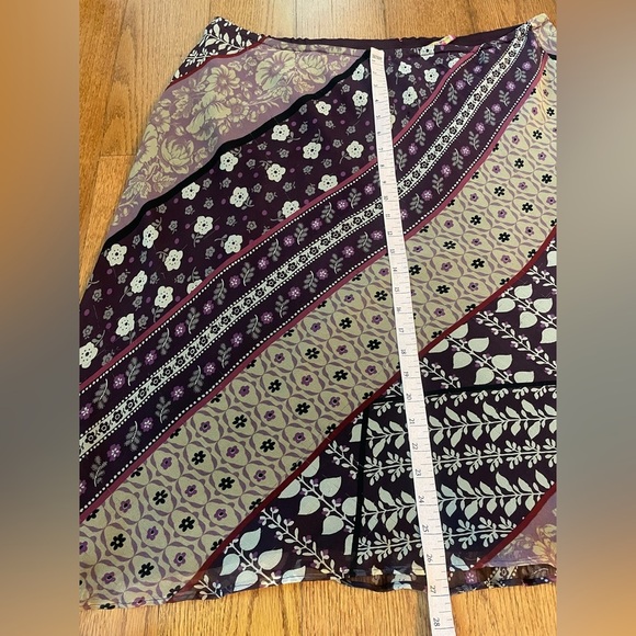 Sunny Leigh Silk Y2K Purple Floral Slip Skirt 2X Fairycore Fae Forest Nymph Boho - Picture 4 of 8